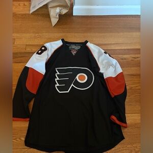 Reebok Black and Orange NHL Authentic Hockey Jersey